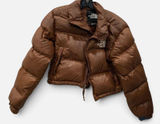 The North Face Nuptse Short Puffer Jacket Womens S Brown 700 Fill Cropped Down Photo 0