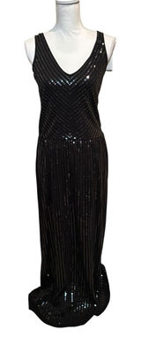 Garnet Hill Womens Black All Over Sequin Maxi Dress Size‎ XS Beach Wedding Photo 0