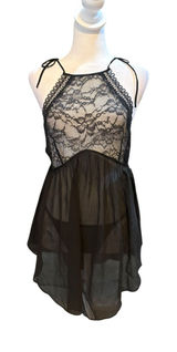 Victorias Secret Black Lace Sheer Lingerie Slip Dress Womens Medium New WO Tags Photo 0