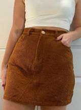 Brown Corduroy Mini Skirt Photo 0