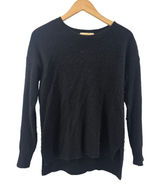Peck & Peck Cashmere Sweater Womens M 2-Ply Black‎ Crew Neck High-Low Slit Photo 0