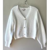 Willow and Wind White Open Front Cardigan Fuzzy Crop Sweater Long Sleeve Size S Photo 0