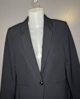 Express Blazer Womens 6 Black One Button Lined Stretch Notch Lapel Suit Jacket Photo 0
