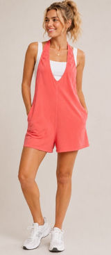 FP Movement NWT $60 Free People Hot Shot Halter Romper Open Back Hibiscus Pink Photo 0