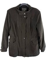 Croft‎ & Barrow Brown Full Zip Soft Faux Suede Mock Neck Jacket Pockets Size L Photo 0