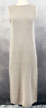 Zara Womens Crochet Knit Dress Small Sleeveless Midi Quiet‎ Luxury Metallic Chic Photo 0