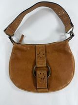 Fashion Express Cognac Brown Leather Hobo Bag Cutout Ring Detail Photo 0