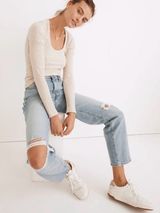 Madewell The‎ Perfect Vintage Straight Jean in Distressed Blue Size 24 Photo 0