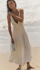 FREE PEOPLE FREE-EST MAISIE MIDI WRAP DRESS TIE SHOULDERS SMALL IVORY Cotton Photo 0