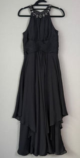 Eliza J. sz‎ 6 black rhinestone studded halter gown dress Photo 0