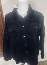 NWT ZARA Black Corduroy Shirt Jacket Shacket Women’s L raw hem fringe grunge Photo 0