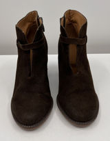 Franco Sarto Ankle Boots Womens 8.5 Brown Suede Block Heel Zip Booties Bohemian Photo 0