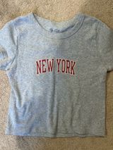 Brandy Melville Gray Tee with Red "NEW YORK" Chest Print Photo 0