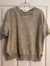 Olive & Oak Sage Olive Green Mineral Wash Crew Neck Short Sleeve Sweatshirt XS Photo 0