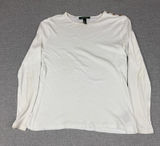 Lauren Ralph Lauren T-Shirt Womens L White Long Sleeve Crew Neck Buttons Photo 0