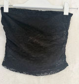 Black Sheer Floral Lace Tube Top Strapless Crop XS Floral Mesh Bralette Layering Photo 0