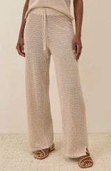 Pact Womens Sandshell Beachside Crochet Knit Beach Pants Tan Beige Small Photo 0
