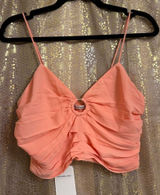 Abercrombie & Fitch Ruched Coral Pink O Ring‎ Cropped Top Small NWT Photo 0