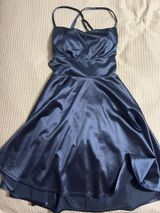 Blue Satin Windsor Homecoming Dress Photo 0