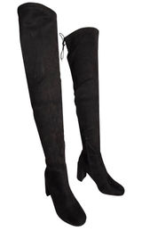 Chinese Laundry Black Suede Lace Up Back Chunky Heel Over The Knee Boots Size 8 Photo 0