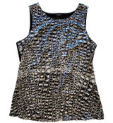 Ann Taylor Womens Sleeveless Top M Black White Crocodile Print Sheer Overlay‎ Photo 0