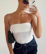PRINCESS POLLY WHITE STRIPED‎ STRAPLESS BODYCON TOP US 4 Summer Photo 0
