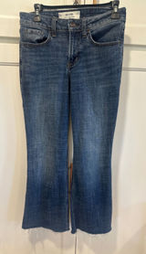 Hollister Mid-Rise Relaxed Bootcut Jeans Medium Wash Raw Hem 4R W27 casual read Photo 0