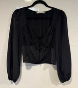 Abercrombie‎ and Fitch black corset puff sleeve crop top Photo 0