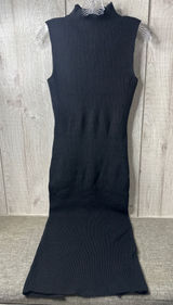 PrettyGarden Black Ribbed Knit Mock Neck Sleeveless Bodycon Midi Dress Medium Photo 0
