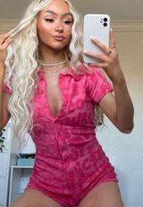 Sexy Y2K Short Sleeve Bodycon Jumpsuit Print Pattern Buttons Overalls Playsuit One Piece Rompers Photo 0