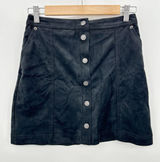 Abercrombie Skirt Women S Black Faux‎ Suede Button Front Mini Photo 0
