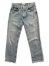 AGOLDE High Rise Straight Leg Jeans Light Wash Raw Frayed Hem Women's size 28 Photo 0