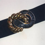 Day Lor Vintage Gold and Dark Blue Decorative Elastic Waist Belt Photo 0