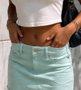 Forever 21 Mint Green Denim Mini Skirt Y2K Coquette Soft Girl S Photo 0