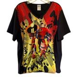 Disney Pixar Incredibles 2 Scrub Top XL Black V Neck Healthcare Shirt Photo 0