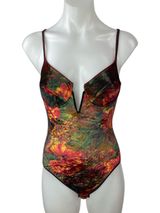 Vintage Victoria's Secret Gold Label Floral Velvet Mesh Teddy Bodysuit Top Sz 34 Photo 0
