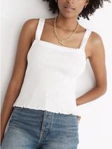 Madewell Lucie Smocked Tank Top White Size Small Photo 0