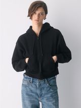 Aritzia Cozy Sweatfleece Boyfriend Boxy Zip Hoodie black relaxed fit size xl NWT Photo 0