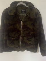 ASHLEY By 26 International Olive Green Faux Sherpa Jacket Photo 0