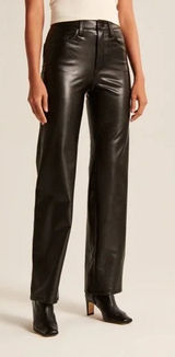 Abercrombie & Fitch The 90s Straight Ultra High Rise Faux Leather Pants Size 25 Photo 0