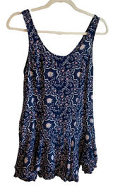 Free People RUMA Blue Floral Tiered Mini Dress Women's Size 2 Viscose Short Photo 0