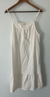White Lace-Trim Cotton Chemise Slip Photo 0