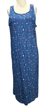 Vintage Koret‎ City Blues Petites Denim Dress Blue Novelty Patriotic Picnic Sz M Photo 0