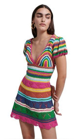 NWT Love the Label Larona Rainbow Crochet‎ Dress Size XS Photo 0