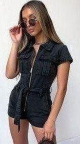 Black Denim Romper Photo 0
