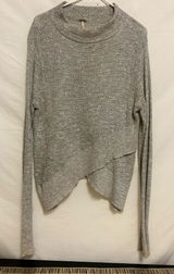 Free People Women's Gray Mock‎ Neck Cross Front Sweater Size Medium Photo 0