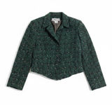 Carlisle Green Boucle Tweed Cropped Blazer Womens 8 Green Wool‎ Blend Photo 0