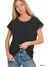 Zenana Stitch Detailed Oversize Top -‎ Small Photo 0