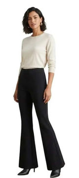 Kobi Halperin Black Ponte Flare Leg Side Zip Dress Pants Size 6 Full Length Photo 0