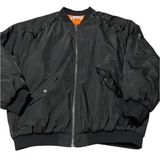 Article size M black with orange lining zip front bomber jacket EUC Size M Photo 0